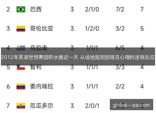 2012年英波世预赛因积水推迟一天 从场地规则到球员心理的连锁反应